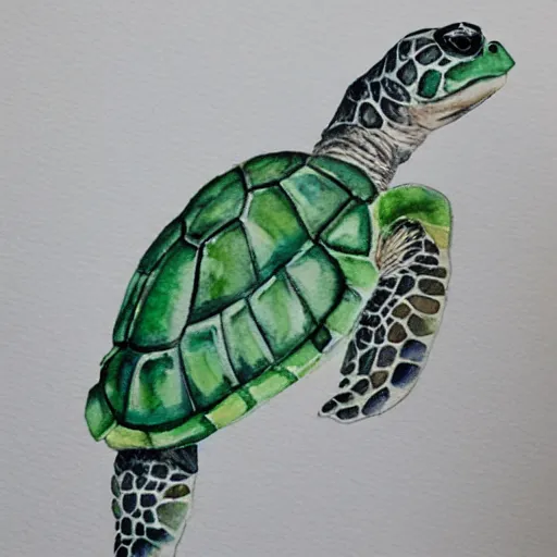 Image similar to watercolor painting of a turtle