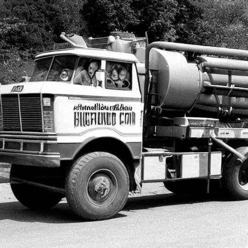 Prompt: cement truck that distributes mustard award winning photo 1970s kodak picture