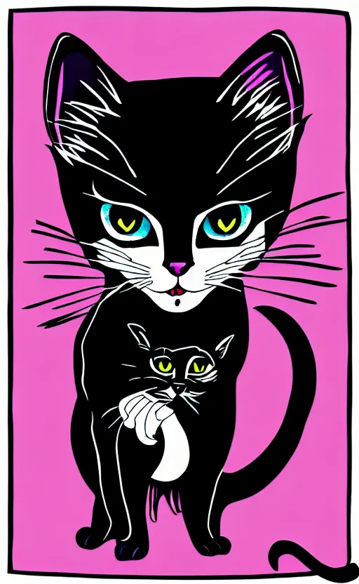 Image similar to goth kitten illustration