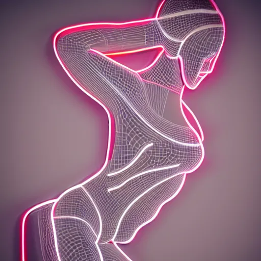 Prompt: 3 d neon art of a womens body, ultra detailed