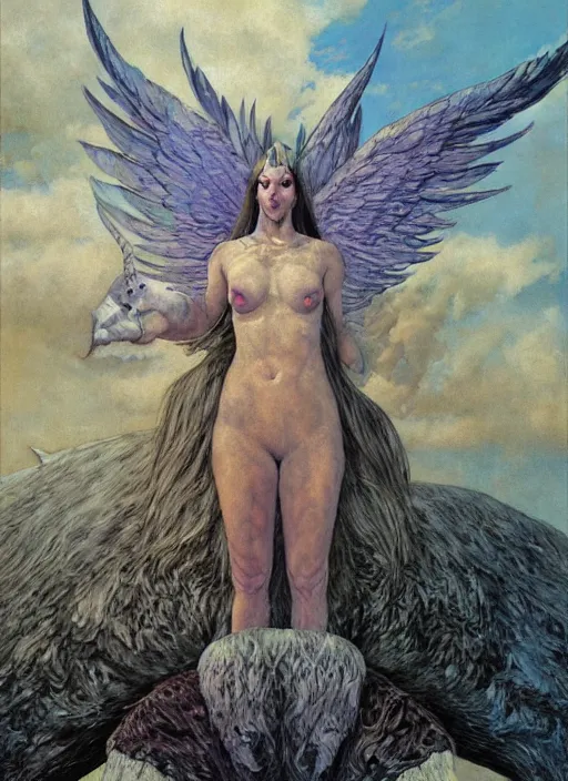 Prompt: winged fat cow unicorn by gerald brom, by mikhail vrubel, by peter elson, muted colors, extreme detail, trending on artstation, symmetry! hd