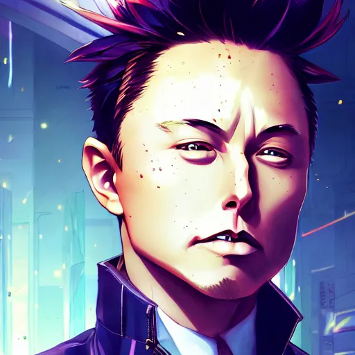 Prompt: anime portrait of elon musk as an anime boy by Stanley Artgerm Lau, WLOP, Rossdraws, James Jean, Andrei Riabovitchev, Marc Simonetti, and Sakimichan, trending on artstation