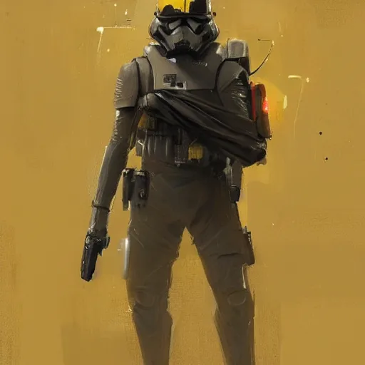 Image similar to portrait of a man by greg rutkowski, nat skywalker, wearing a yellow and black tactical gear, star wars expanded universe, highly detailed portrait, he is about 6 0 years old, digital painting, artstation, concept art, smooth, sharp foccus ilustration, artstation hq
