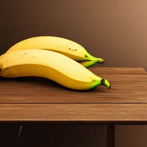 Image similar to a humongous banana lying suspiciously on an antique mahagony table, volumetric lighting, sus, amogus, realistic, Ue5, RTX, raytracing