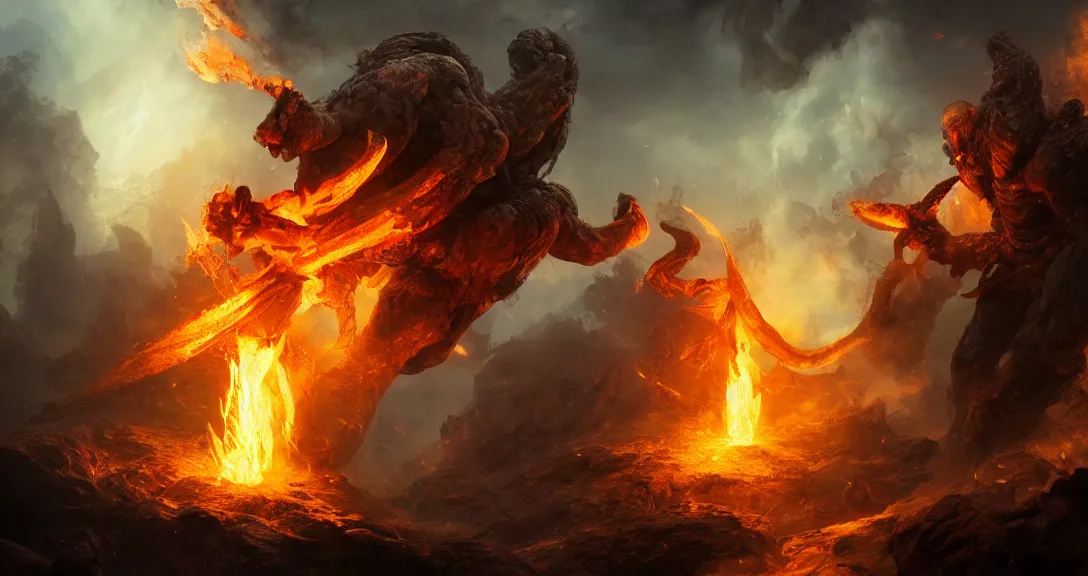 Prompt: balrog, lava, fire, flaming sword, intricate, detailed, volumetric lighting, scenery, hellscape, digital painting, highly detailed, artstation, sharp focus, illustration, concept art, ruan jia, steve mccurry