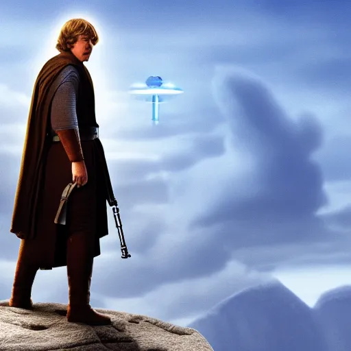 Prompt: Film still of Luke Skywalker, from Disney Pixar's Up (2009)