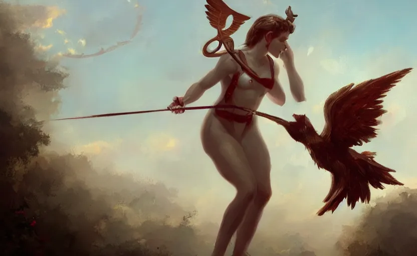 Image similar to A painting of Cupid trending on artstation in the style of Greg Rutkowski