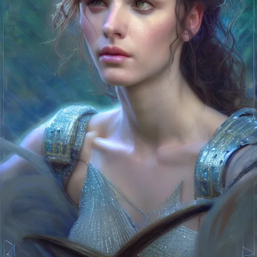 Image similar to muse by donato giancola, fantasy, photorealistic, octane render, unreal engine, dynamic lighting, cute face, beautiful girl, beautiful, wlop, cute, perfect factions, perfect woman, trending on artstation, poster, volumetric lighting, very detailed faces, 4 k, award winning