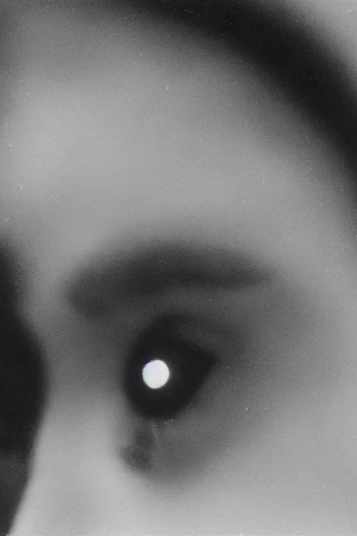 Prompt: film still, underwater view of young woman eyes, 35mm