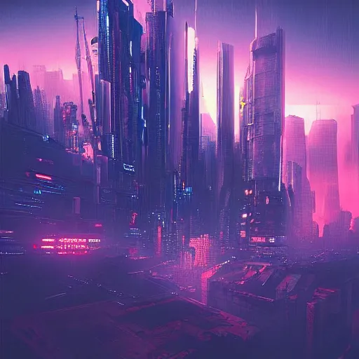 Image similar to “ planet earth, cyberpunk art by vincent lefevre, behance contest winner, altermodern, cityscape, synthwave, matte painting ”