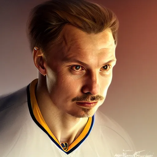 Prompt: Portrait of hockey player The Professor Larionov Igor, fantasy, intricate, elegant, highly detailed, digital painting, artstation, concept art, smooth, sharp focus, luxury fashion illustration, art by artgerm and greg rutkowski and alphonse mucha, brightly lit cinematic soft lighting, photorealistic