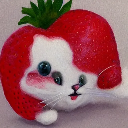 Image similar to strawberry cat , super realistic