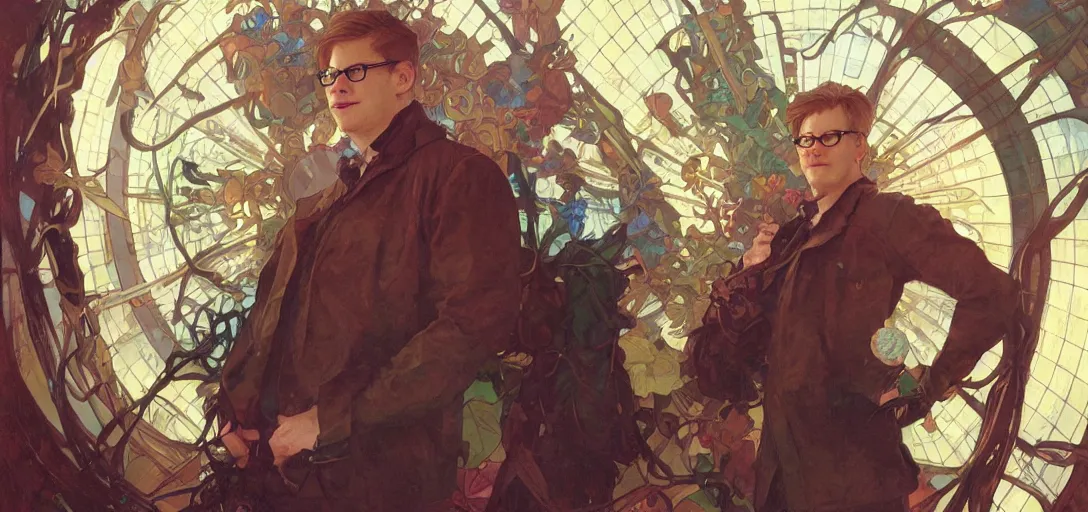 Image similar to hank green by Stanley Artgerm Lau, greg rutkowski, thomas kindkade, alphonse mucha, loish, norman Rockwel