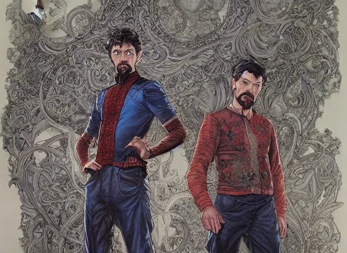 Image similar to a highly detailed overgrown portrait of stephen strange, james gurney, james jean