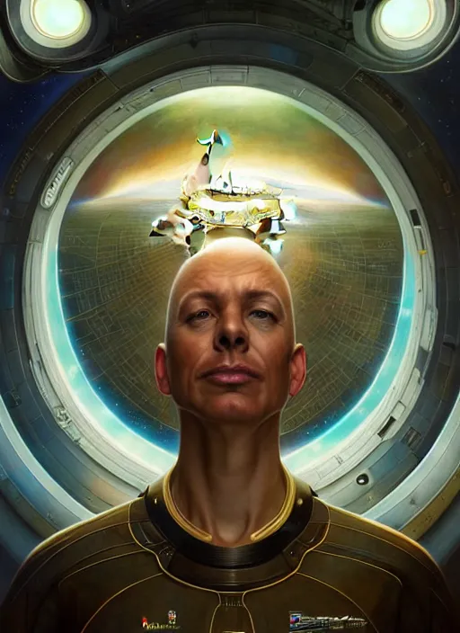 Prompt: portrait shot of starship enterprise, realistic, professionally, professionally color graded, intricate, elegant, highly detailed, centered, digital painting, artstation, concept art, smooth, sharp focus, illustration, artgerm, tomasz alen kopera, peter mohrbacher, donato giancola, mucha, joseph christian leyendecker, wlop, boris vallejo