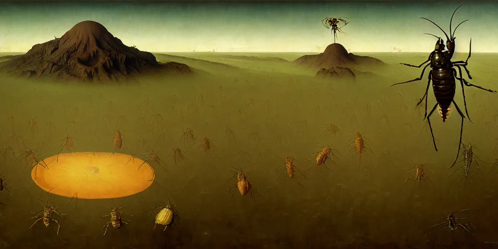 Prompt: cicada, as a matte oil painting, surreal, fog, concept art, award - winning, extremely detailed, sharp focus, very coherent and colorful high contrast masterpiece by norman rockwell franz sedlacek hieronymus bosch dean ellis simon stalenhag rene magritte gediminas pranckevicius, dark shadows, sunny day, hard lighting