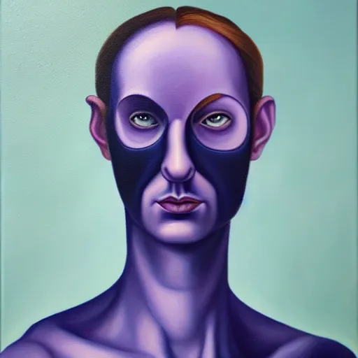 Prompt: a blueberry - human hybrid, oil on canvas, surreal