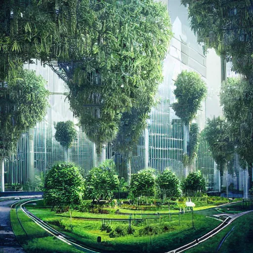 Image similar to Beautiful city of the future, overgrown with trees and plants. Nice colour scheme, warm colour. Grainy. Beautiful artistic digital artwork by artist Lurid. (2022)