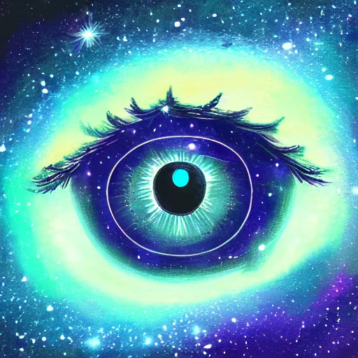 Image similar to galaxy in the eye 👁️ , high quality, high details, digital art,