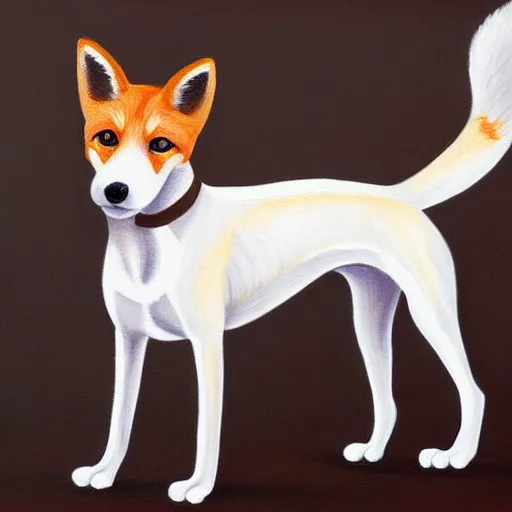 Image similar to ultra detailed painting of a short haired fox terrier mixed with a jack russel with dark brown fur