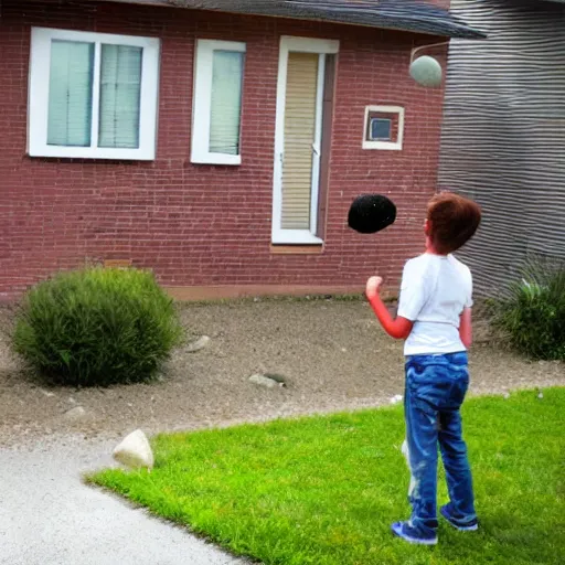 Image similar to angry neighbour throwing rocks