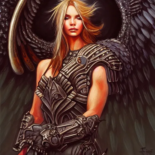 Image similar to portrait painting of a fallen angel paladin with big burnt, sharp focus, award - winning, trending on artstation, masterpiece, highly detailed, intricate. art by terese nielsen