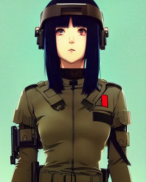 Image similar to soldier in riot gear | very very anime!!!, fine - face, audrey plaza, realistic shaded perfect face, fine details. anime. realistic shaded lighting poster by ilya kuvshinov katsuhiro otomo ghost - in - the - shell, magali villeneuve, artgerm, jeremy lipkin and michael garmash and rob rey