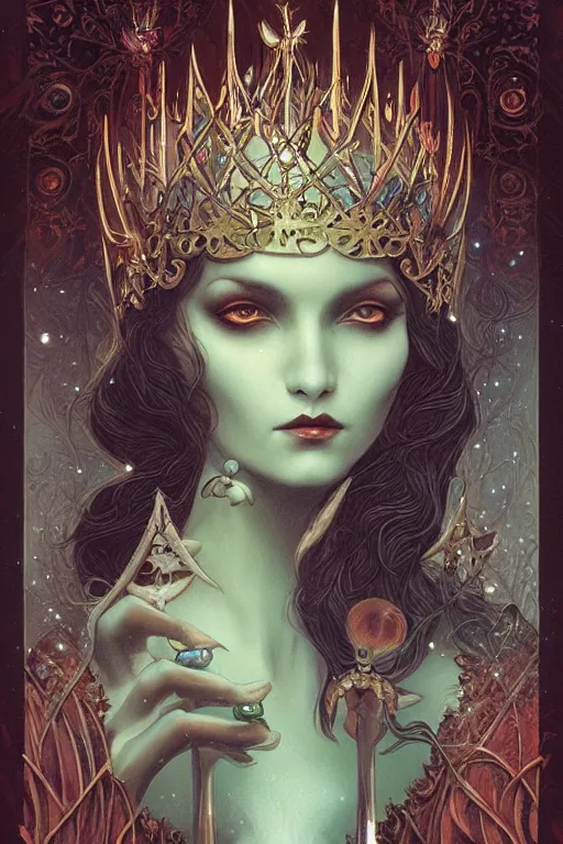 Image similar to jeweled Crown, other worldly, fairy winter court, art nouveau, by Anato Finnstark, Tom Bagshaw, Brom