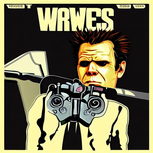 Image similar to tom waits in the style of Grand Theft Auto, by Stephen Bliss