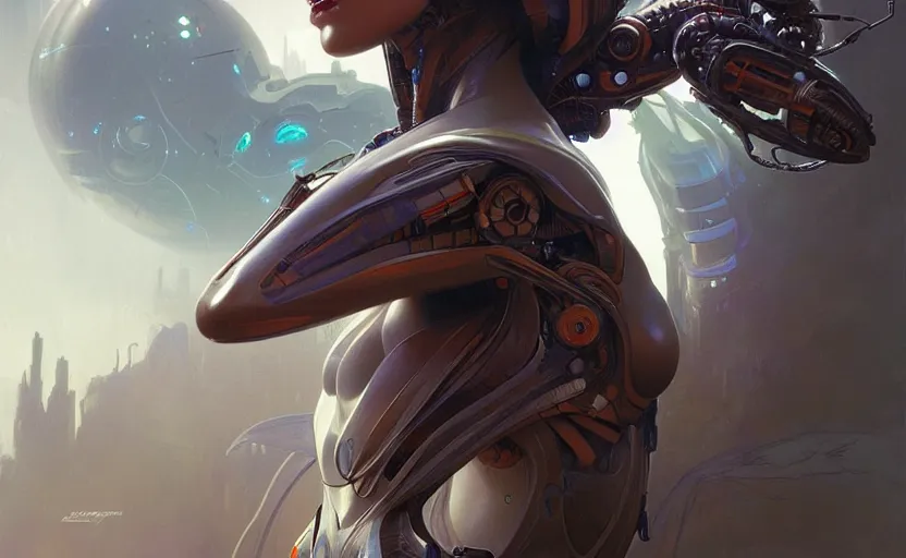 Image similar to cyborg insect, sci-fi, highly detailed, digital painting, artstation, concept art, smooth, sharp focus, illustration, art by artgerm and greg rutkowski and alphonse mucha