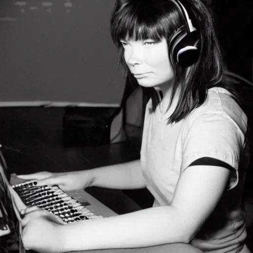 Prompt: Bjork playing Counter Strike 1.6, 35mm film