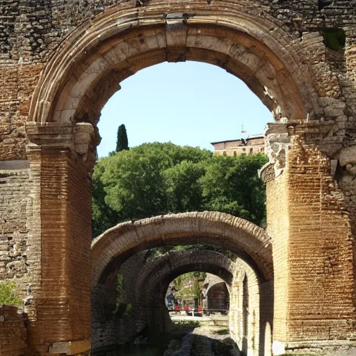 Image similar to a roman aqueduct that looks like a sea serpent