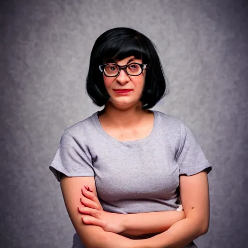 Image similar to Beautiful photograph of Tina Belcher Made of clay photo 50 mm studio lighting