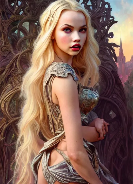 Image similar to ultra realistic illustration, a stunningly beautiful greek gothic goddess of chaos played by jordyn jones and dove cameron and margot robbie and taylor swift and megan fox and adriana lima, intricate, elegant, highly detailed, digital painting, artstation, concept art, smooth, sharp focus, illustration, art by artgerm and greg rutkowski and alphonse mucha