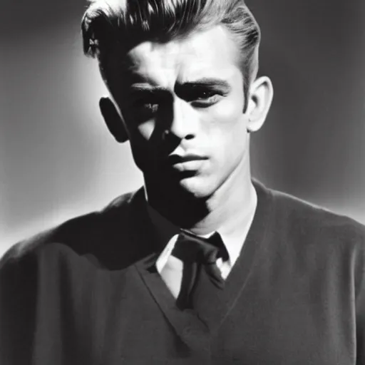 Prompt: genetic combination of james dean and boris karloff, face and shoulders focus