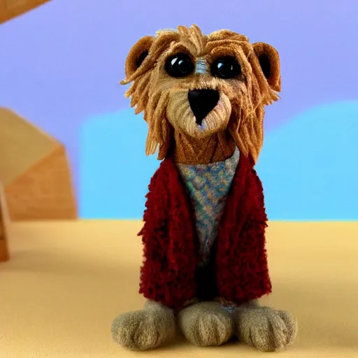 Image similar to wheaten terrier claymation detailed colorful laika Wes Anderson