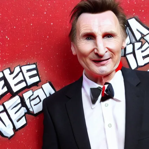 Prompt: liam neeson as pee wee herman, 8k, bowtie,