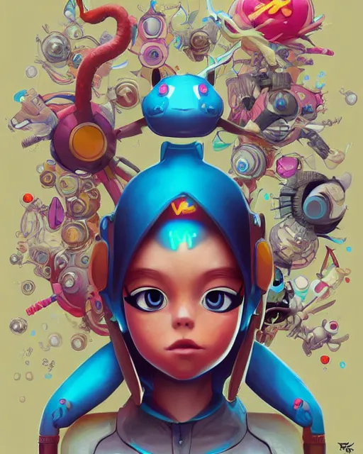 Image similar to lofi BioPunk Pokemon Pikachu portrait Pixar style by Tristan Eaton_Stanley Artgerm and Tom Bagshaw,