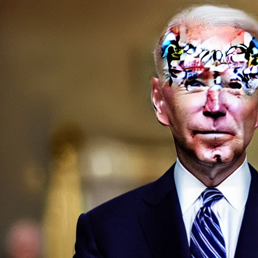 Image similar to A fine lace portrait of Joe Biden