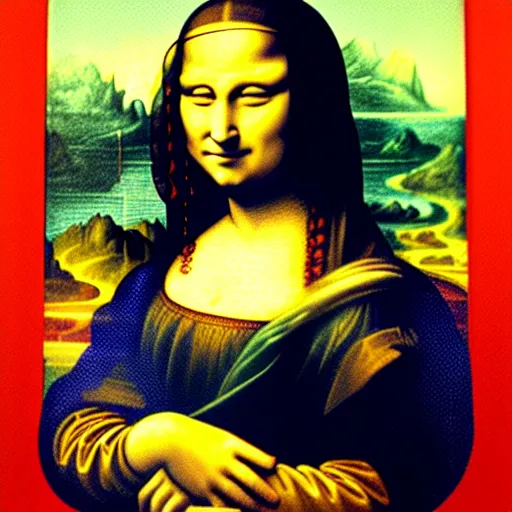 Prompt: a painting of leonardo the vinci as mona lisa