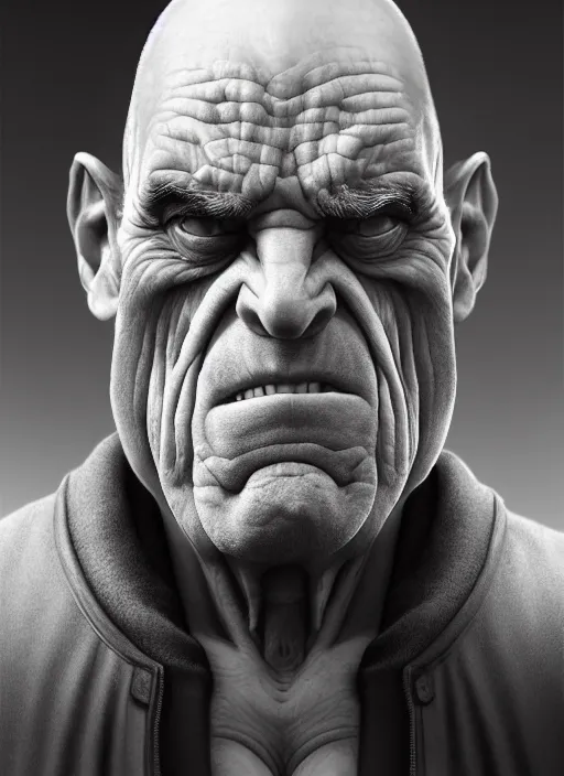 Prompt: photo of a nasty old man with a hunchback in the style of stefan kostic, realistic, sharp focus, 8 k high definition, insanely detailed, intricate, elegant, art by stanley lau and artgerm
