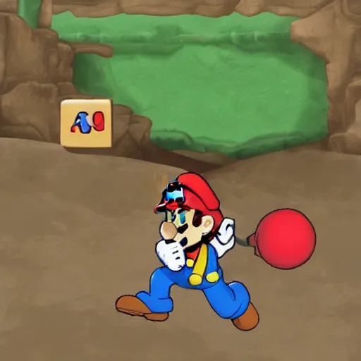 Prompt: mix mario and a rat in a cave