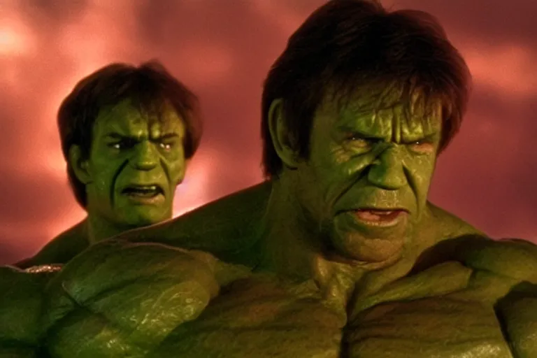 Image similar to chuck norris as the hulk, cinematic, movie still, dramatic lighting, by bill henson, 1 6 : 9 ratio