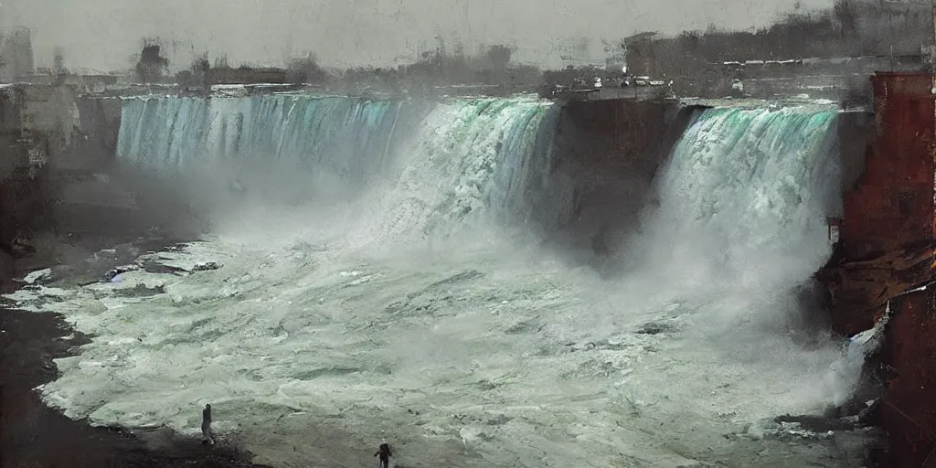 Prompt: niagara falls by jeremy mann, impasto, expressive