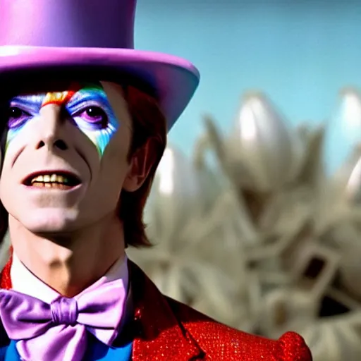 Image similar to David Bowie as Willy Wonka stunning awe inspiring 8k hdr