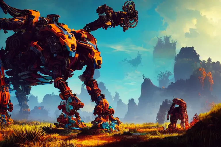 Image similar to scorcher machine mecanical creature robot of horizon forbidden west horizon zero dawn bioluminiscence global illumination ray tracing hdr fanart arstation by ian pesty and alena aenami artworks in 4 k