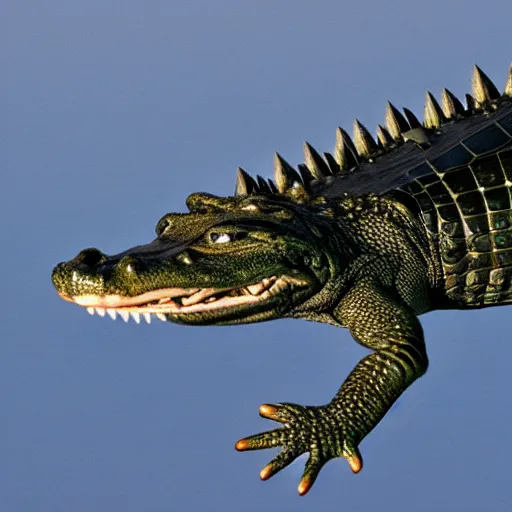 Image similar to Alligator flying a rocket in space over Cape Canaveral