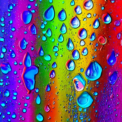 Prompt: colorful paint droplets in water, colorful, bright