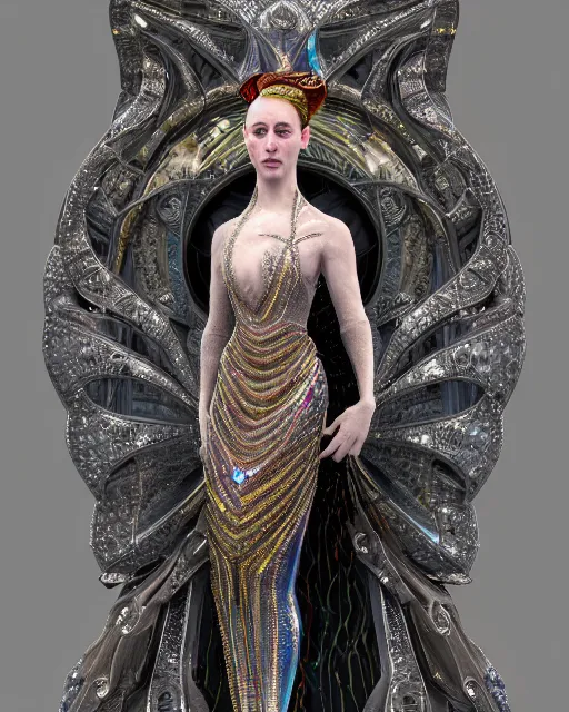 Prompt: a highly detailed metahuman 8 k close up render of robert pattinson renaissance in iris van herpen dress schiaparelli in diamonds crystals swarovski and jewelry iridescent in style of alphonse mucha gustav klimt trending on artstation made in unreal engine 4