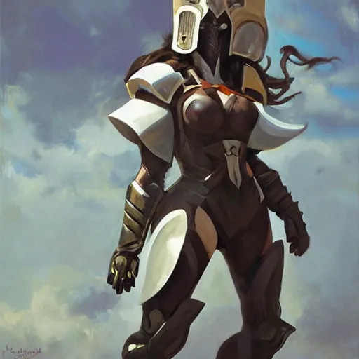 Image similar to greg manchess portrait painting of partially armored jade from mortal kombat wearing a half mask as overwatch character, medium shot, asymmetrical, profile picture, organic painting, sunny day, matte painting, bold shapes, hard edges, street art, trending on artstation, by huang guangjian and gil elvgren and sachin teng